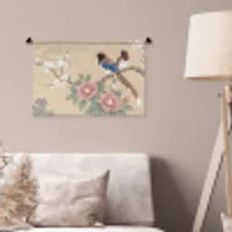 Bloemen - Vogels - Bloemen Wandkleed katoen klein -sfeer4