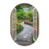 Doorkijk - Bloemen - Tuinpad - Natuur - Raam Wandcirkel Ovaal Glas middel -3d