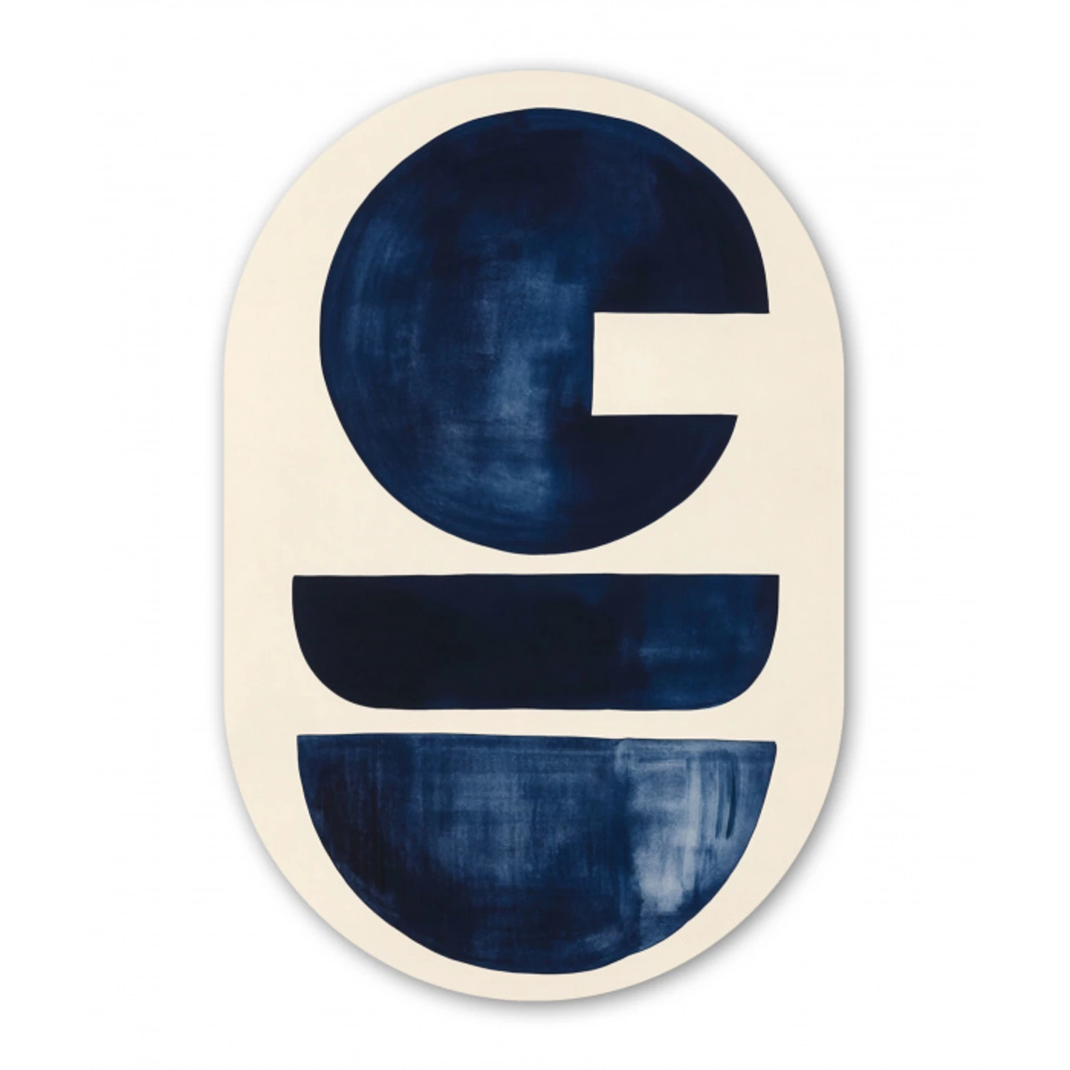 Vormen - Blauw - Abstract Wandcirkel Ovaal Glas middel -3d