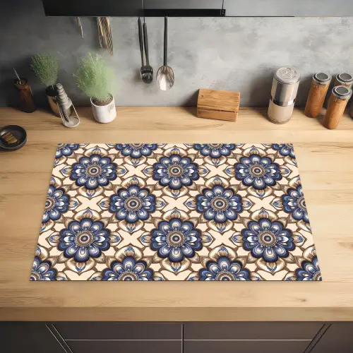 Floraal - Ornament - Blauw Inductie beschermer vinyl 3mm klein 276 -sfeer5