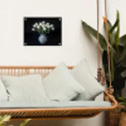 Wit - Bloemen - Tulpen - Vaas tuinposter los doek klein -sfeer7