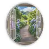 Doorkijk - Hortensia - Pad - Natuur Akoestische PET Vilt - Rond klein -3d