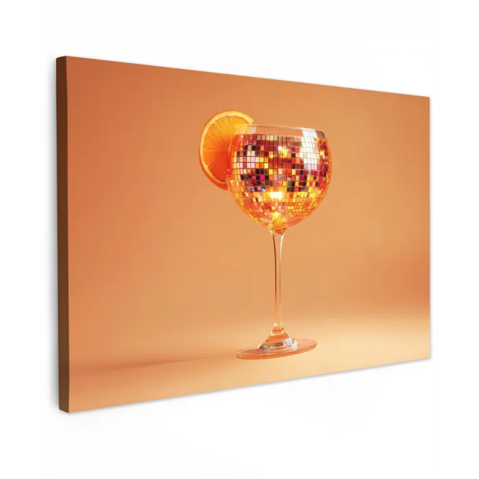 Drank - Oranje - Glitter - Disco Tuinposter op houten frame 2 cm dik klein -3d