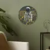 Astronaut - Bloemen - Veld - Geel Akoestische PET Vilt - Rond klein -sfeer2