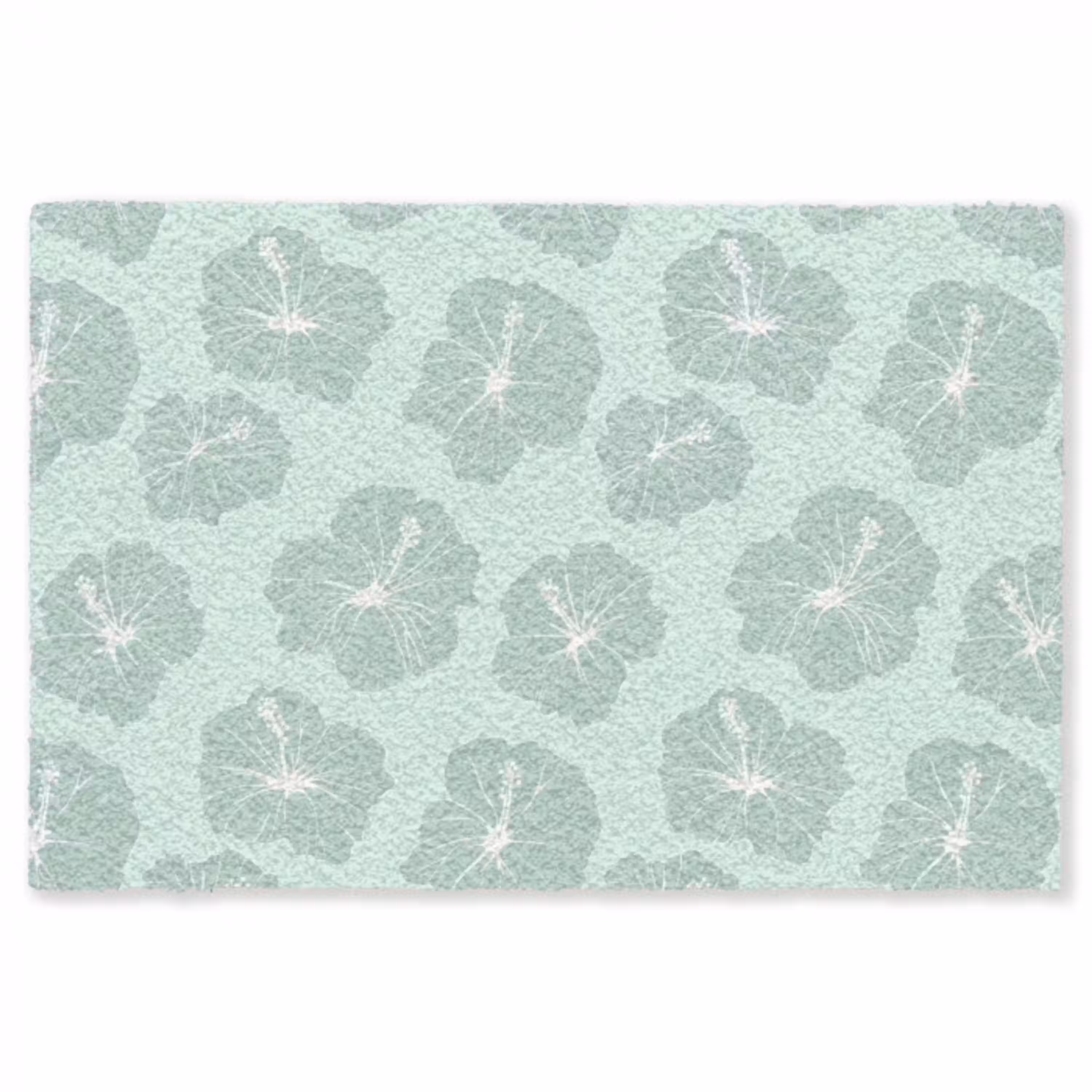 Bloemen - Hibiscus - Mint Vloerkleed Rechthoek klein 1091 -3d