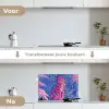Tijger - Roze - Bladeren - Jungle keuken achterwand spatscherm klein -voor_na_NL