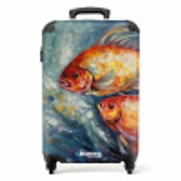 Olieverf kunstwerk van 2 goudvissen in water NBS - Handbagage koffer - Unisex middel -productfoto_recht