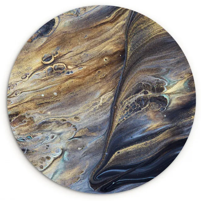 Marmer - Goud - Waterverf - Textuur - Marmerlook Wandcirkel kunststof plaat 5mm dik klein -3d