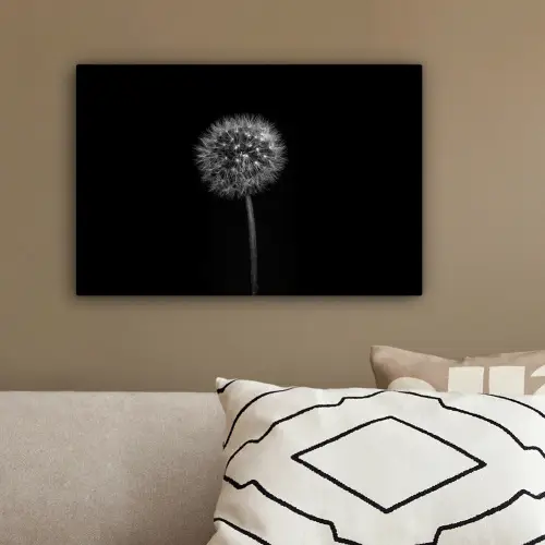 Paardenbloem - Zwart - Bloemen - Botanisch canvas 2cm klein -sfeer3