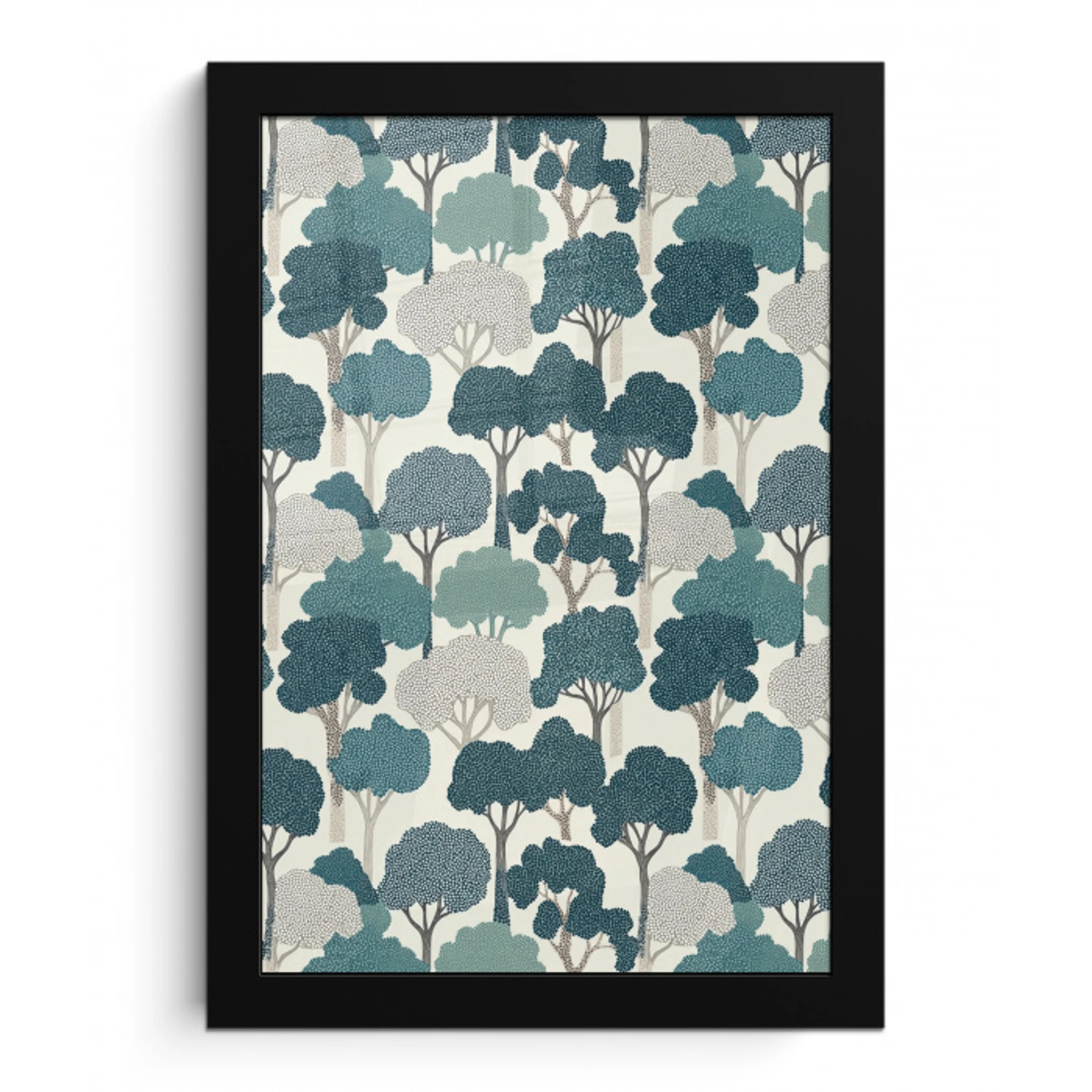Modern - Bomen - Bos - Patroon - Blauw fotolijst zwart zonder passe partout klein 224 -3d