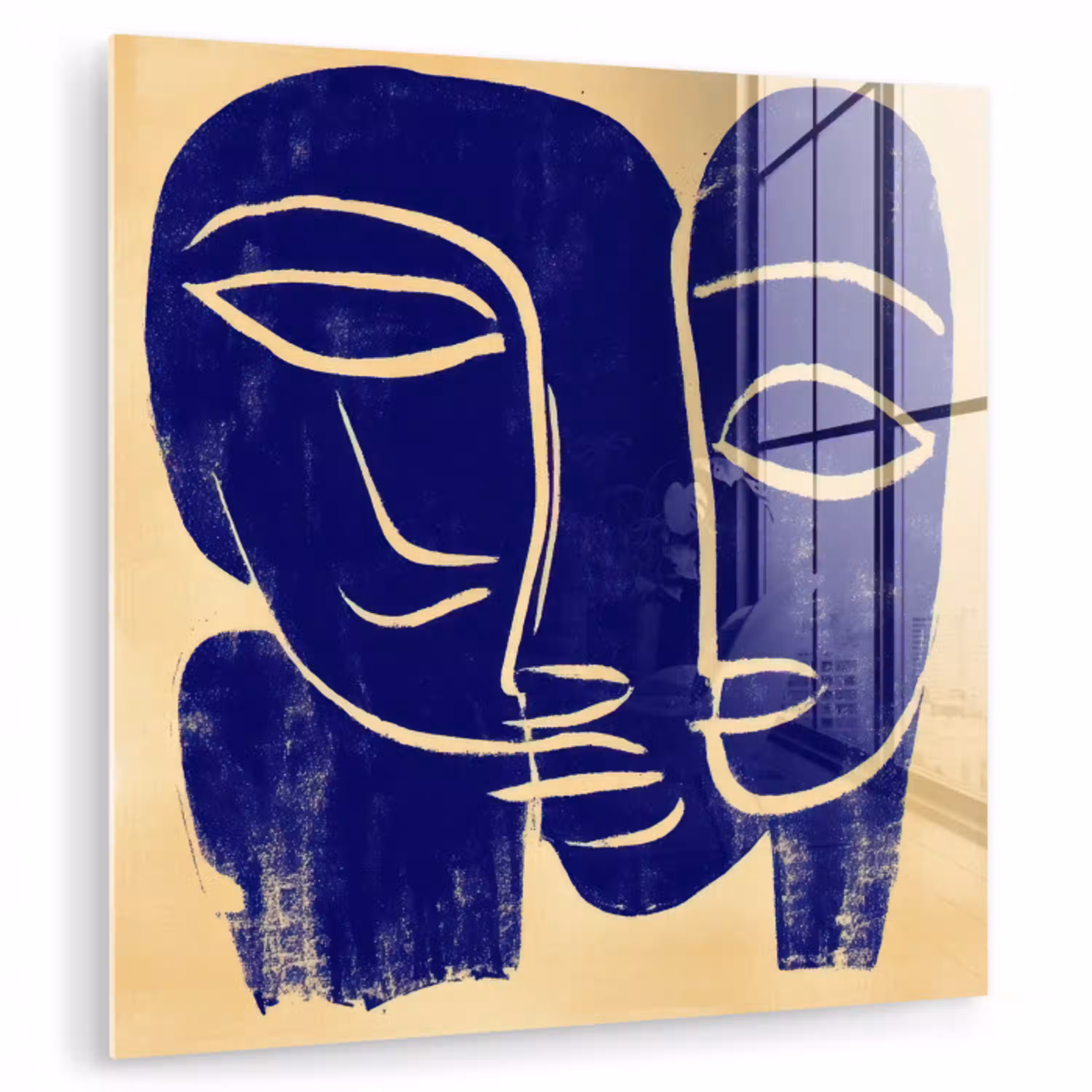 Okergeel - Blauw - Eenvoudige lijnen plexiglas 5mm klein -zzzproduct_nieuw
