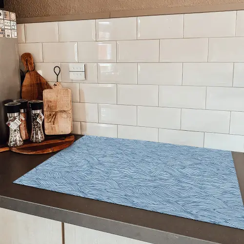 Golven - Ritmisch - Blauw Inductie beschermer vinyl 3mm klein 276 -sfeer3