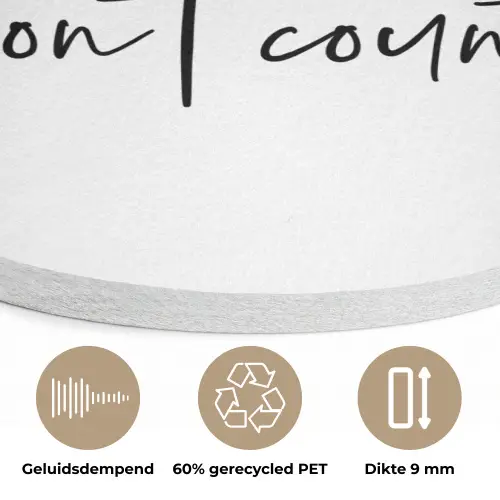 Kerst quote - Winter - Christmas calories - Wit Akoestische PET Vilt - Rond klein -closeup_NL