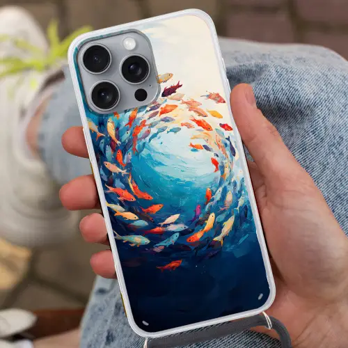Zee - Vissen - Kleurrijk - Dynamisch Hoesje iPhone 16 Pro Max met koord klein -sfeer3