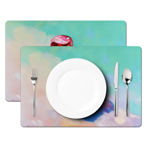 Dobbelstenen - Kleurrijk - Getallen - Stipjes Placemat vinyl groot -zzsfeer2_Kitchenyeah-website
