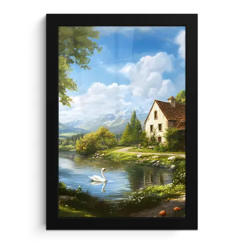 Zwaan - Bomen - Rust fotolijst zwart zonder passe partout klein -3d