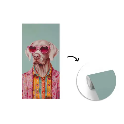 Hond - Overhemd - Bloemen - Bril fotobehang vinyl groot -3d
