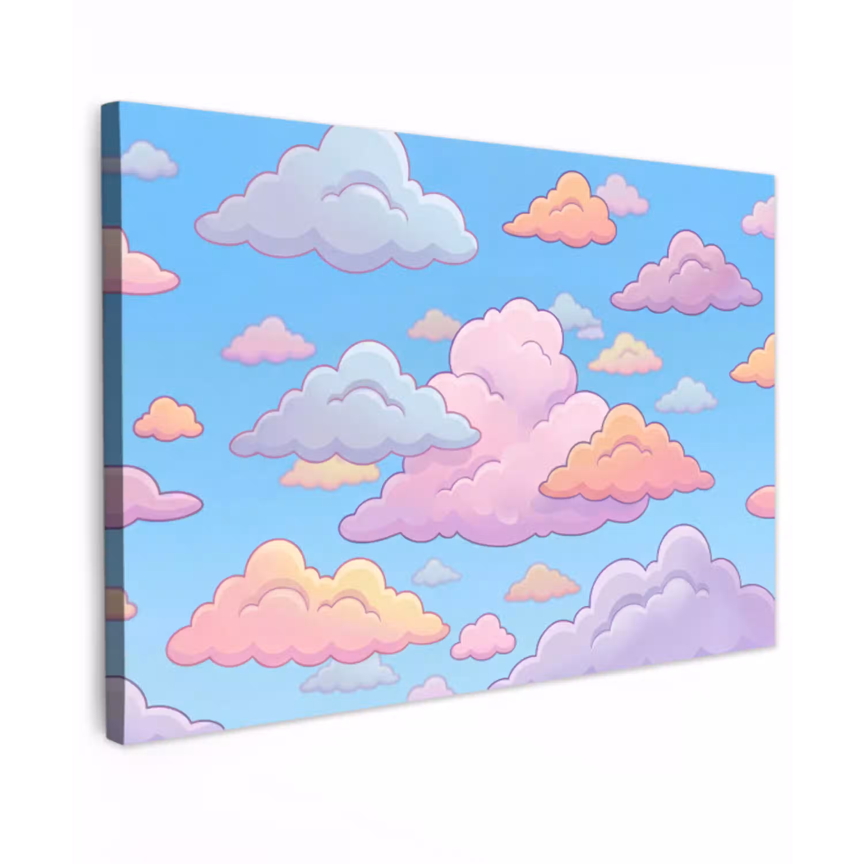 Wolk - Lucht - Natuur - Illustratie - Pastel Tuinposter op houten frame 2 cm dik klein -3d