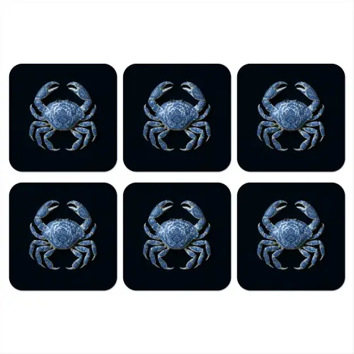 Krab - Delfts blauw - Dieren onderzetter kurk middel -3d