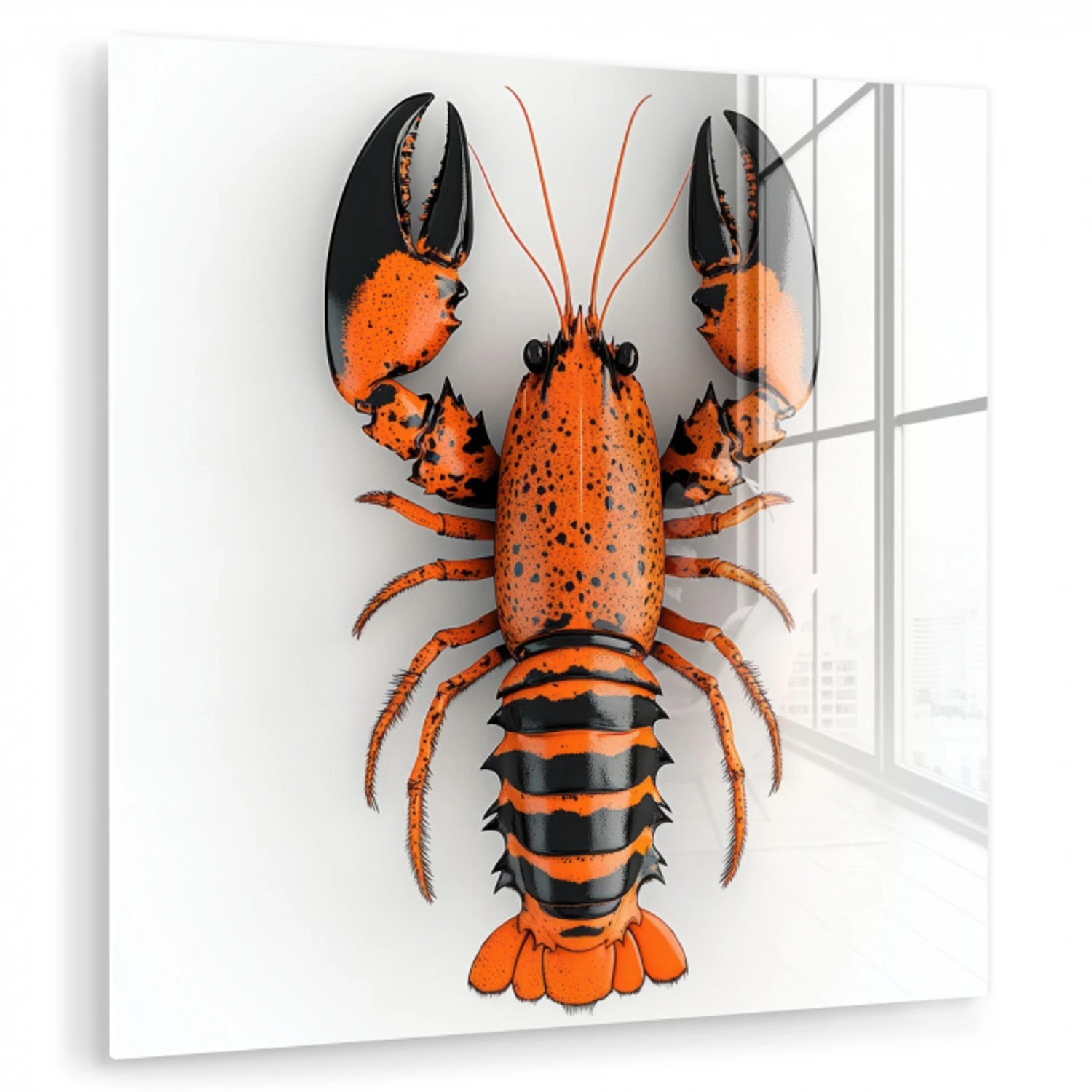 Kreeft - Zwart - Oranje - Wit - Uniek plexiglas 5mm klein -zzzproduct_nieuw