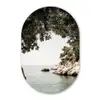Rotsen - Zee - Boom - Groen Wandcirkel Ovaal Glas middel -3d