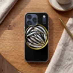 Sardines - Vissen - Rond - Zwart Telefoonhoesje iPhone 17 Pro Max klein -sfeer1