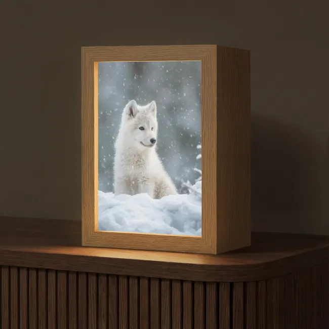 Table Lamp - Wolf - Pup - Snow