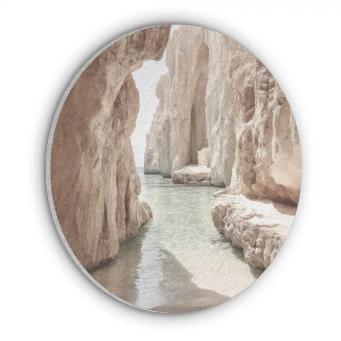 Rotsen - Zee - Zand - Kloof Akoestische PET Vilt - Rond klein -3d