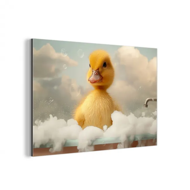 Kuiken - Eend - Bad - Schuim - Dieren aluminium wit klein -3d