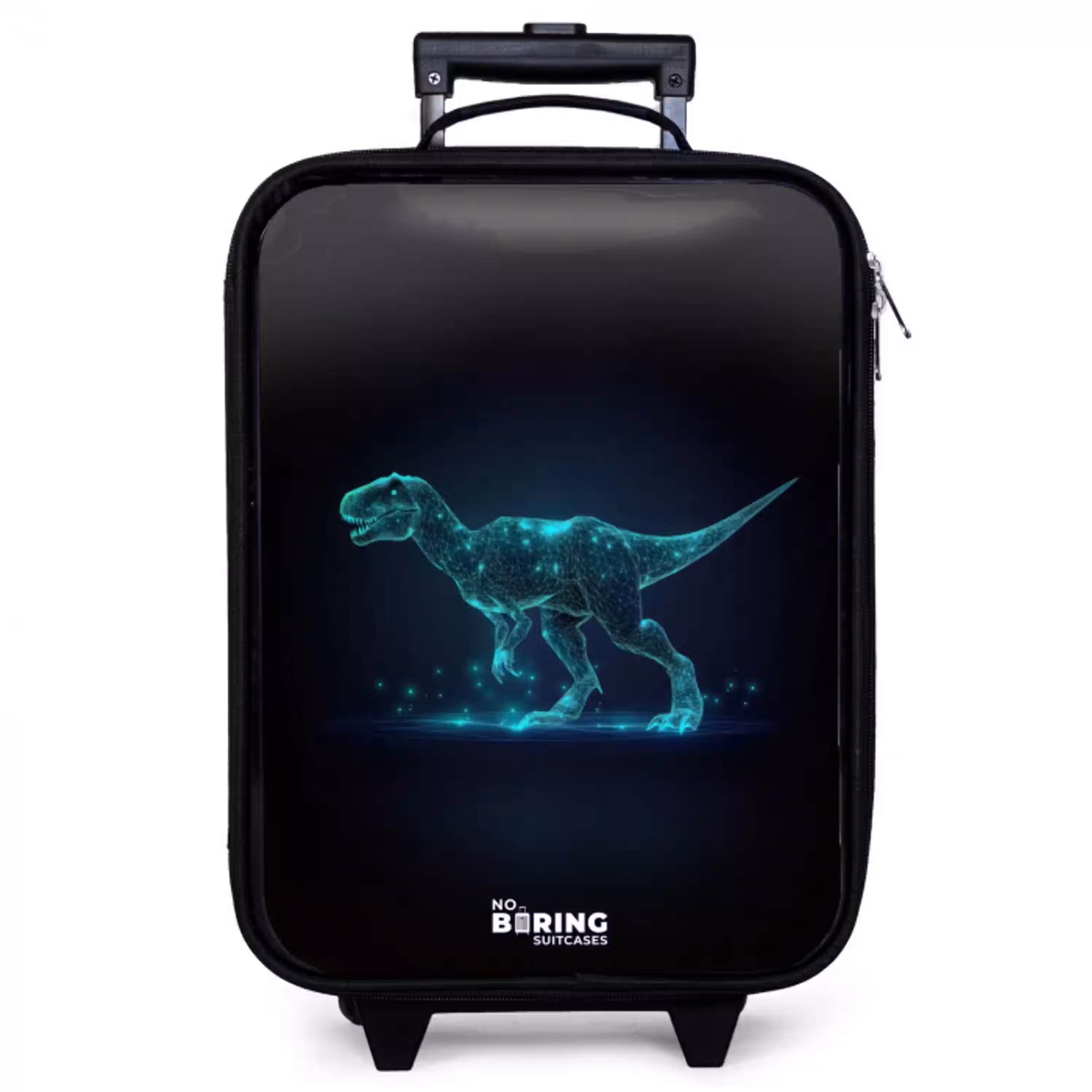 Digitale T-Rex in blauw lichtveld Kinderkoffer - Zwart klein -zzz_website3d
