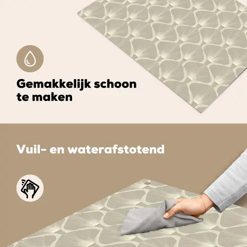 Paneel - Ginkgo - Zand Inductie beschemer met haakjes klein 777 -ky-schoon-nl