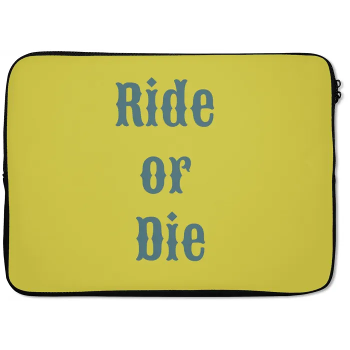 Ride or die - Geel - Blauw laptophoes neopreen klein -zkaufland3dotto