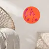 Oh la la - Oranje - Roze - Grafisch Wandcirkel behangsticker klein -sfeer4