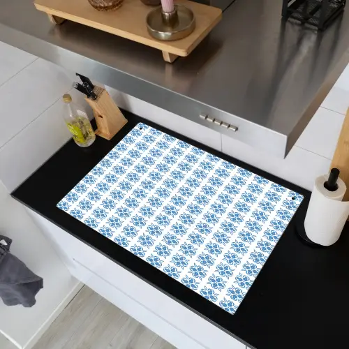 Zee - Sfeer - Blauw - Wit Inductie beschemer met haakjes klein 777 -sfeer1