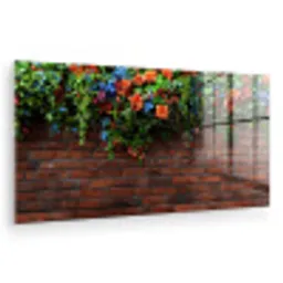 Bloemen - Muur - Groen - Oranje plexiglas 5mm klein -zzzproduct_nieuw