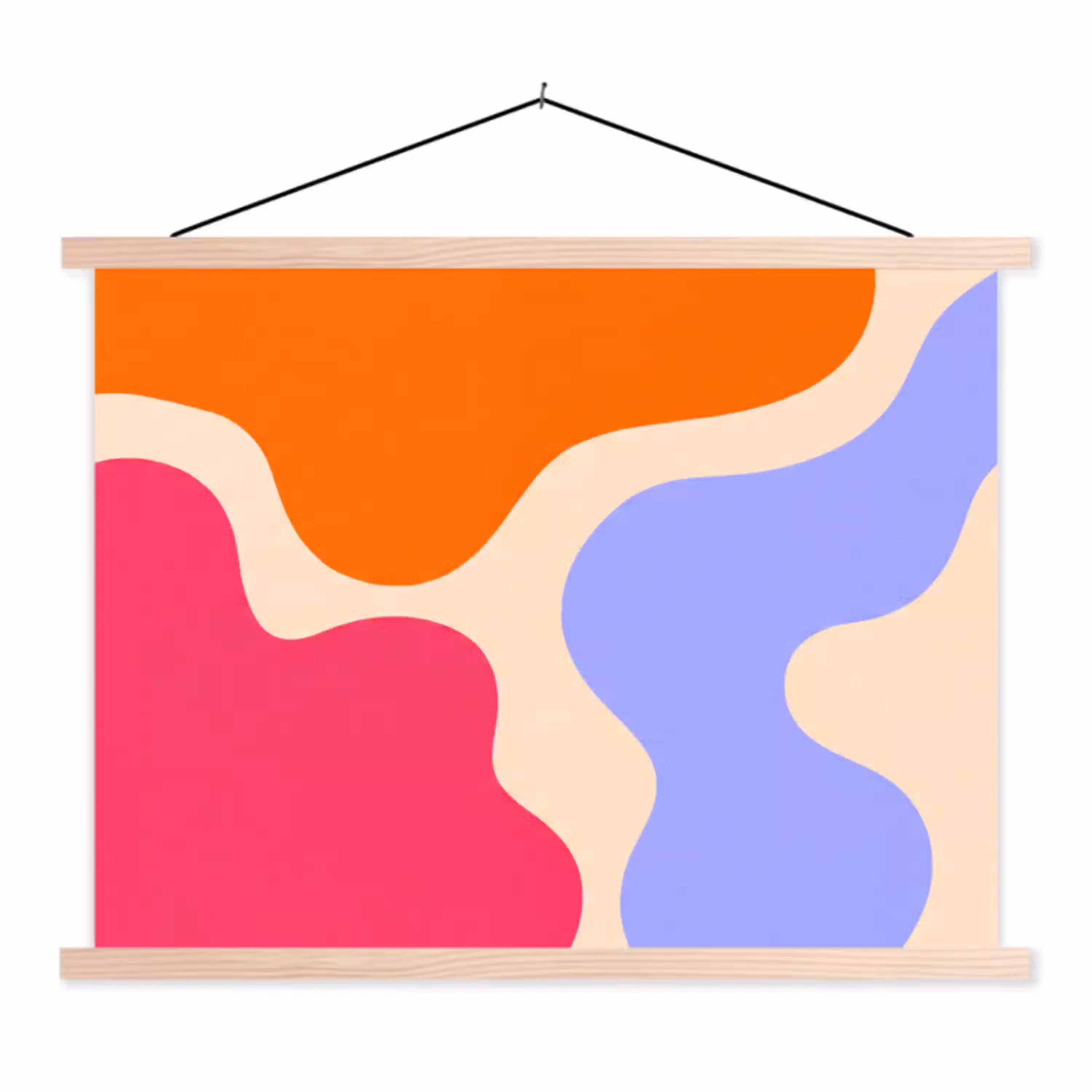 Abstract - Organische vormen - Design - Modern - Kleurrijk textielposter latten blank klein -3d