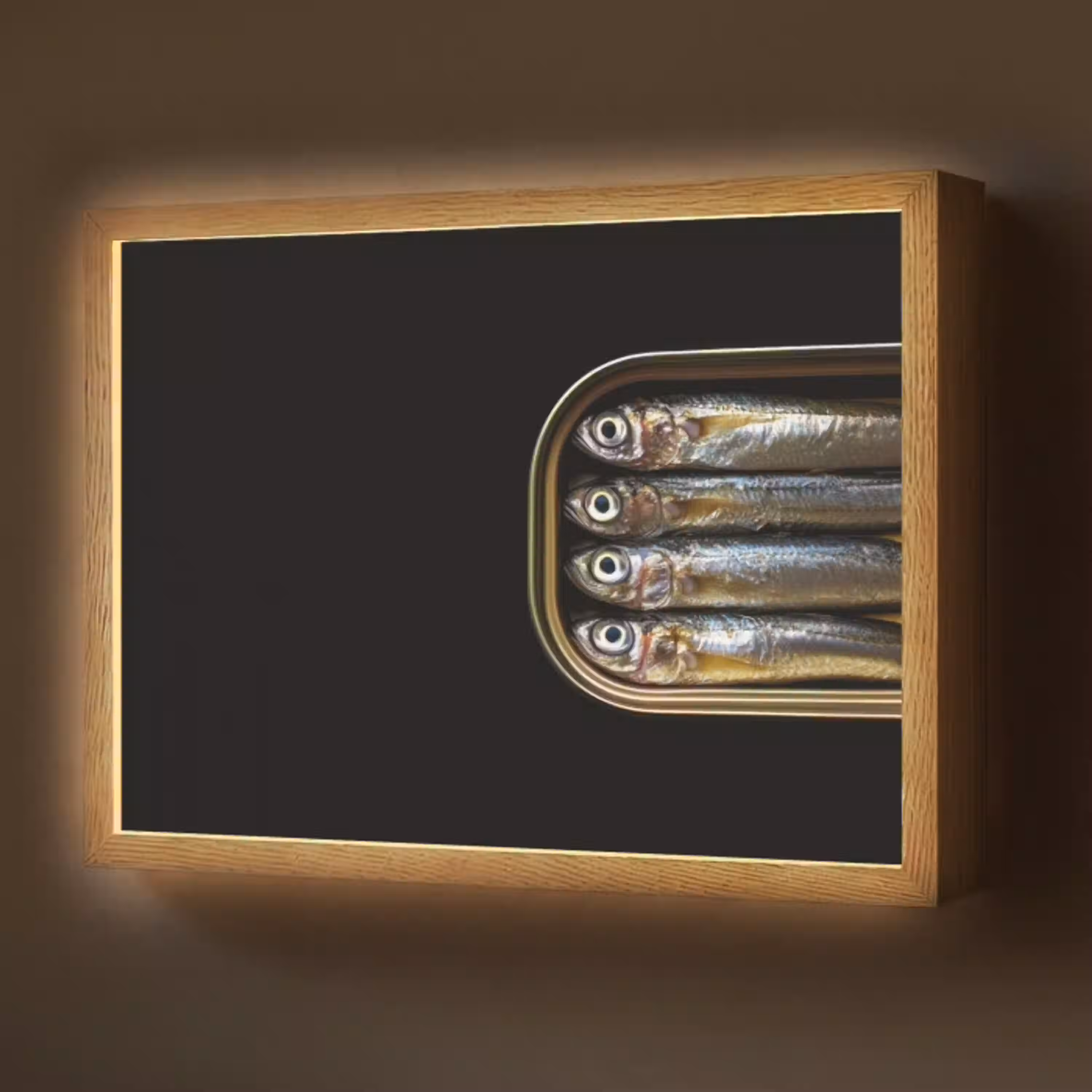 Sardines - Blik - Zwart - Vissen Light Box met batterij (Wandlamp) middel -z3d_website