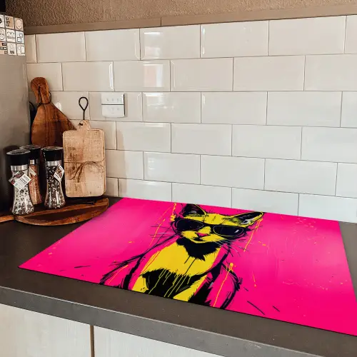Kat - Art - Zonnebril - Roze Inductie beschermer vinyl 3mm klein -sfeer3