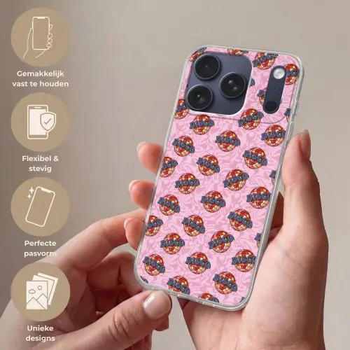 Disco - Bal - Patroon - Roze Telefoonhoesje iPhone 17 Pro klein 878 -sfeer3_NL