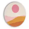 Zon - Heuvels - Abstract - Roze Akoestische PET Vilt - Rond klein -3d
