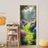 Natuur - Hortensia - Bloemen - Groen deurposter klein -sfeer4