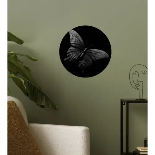 Vlinder - Zwart - Insect - Dieren Wandcirkel behangsticker klein -sfeer2