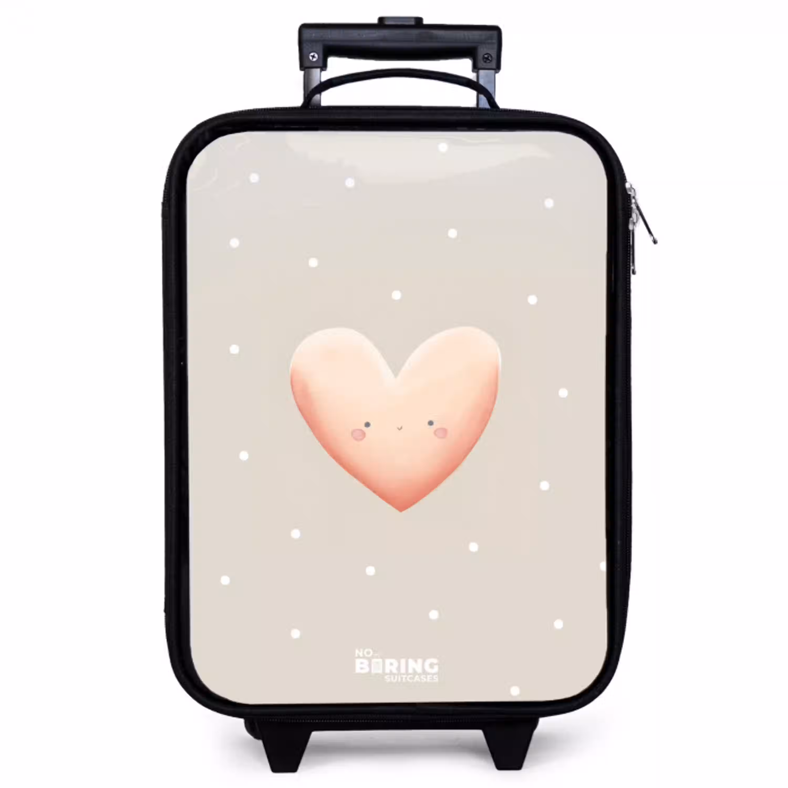 Roze hart omringd door beige stippen Kinderkoffer - Zwart klein -zzz_website3d