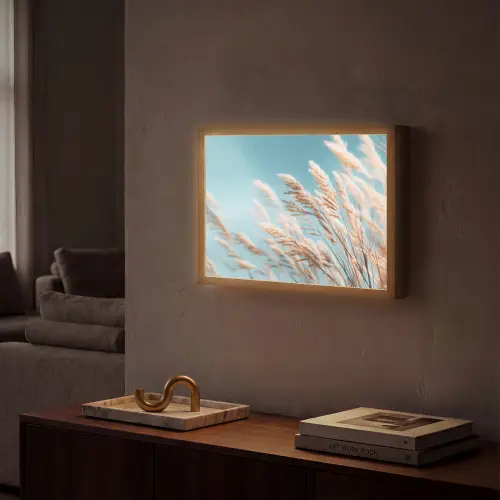 Siergras - Wind - Lichtbruin Light Box met batterij (Wandlamp) middel -sfeer1