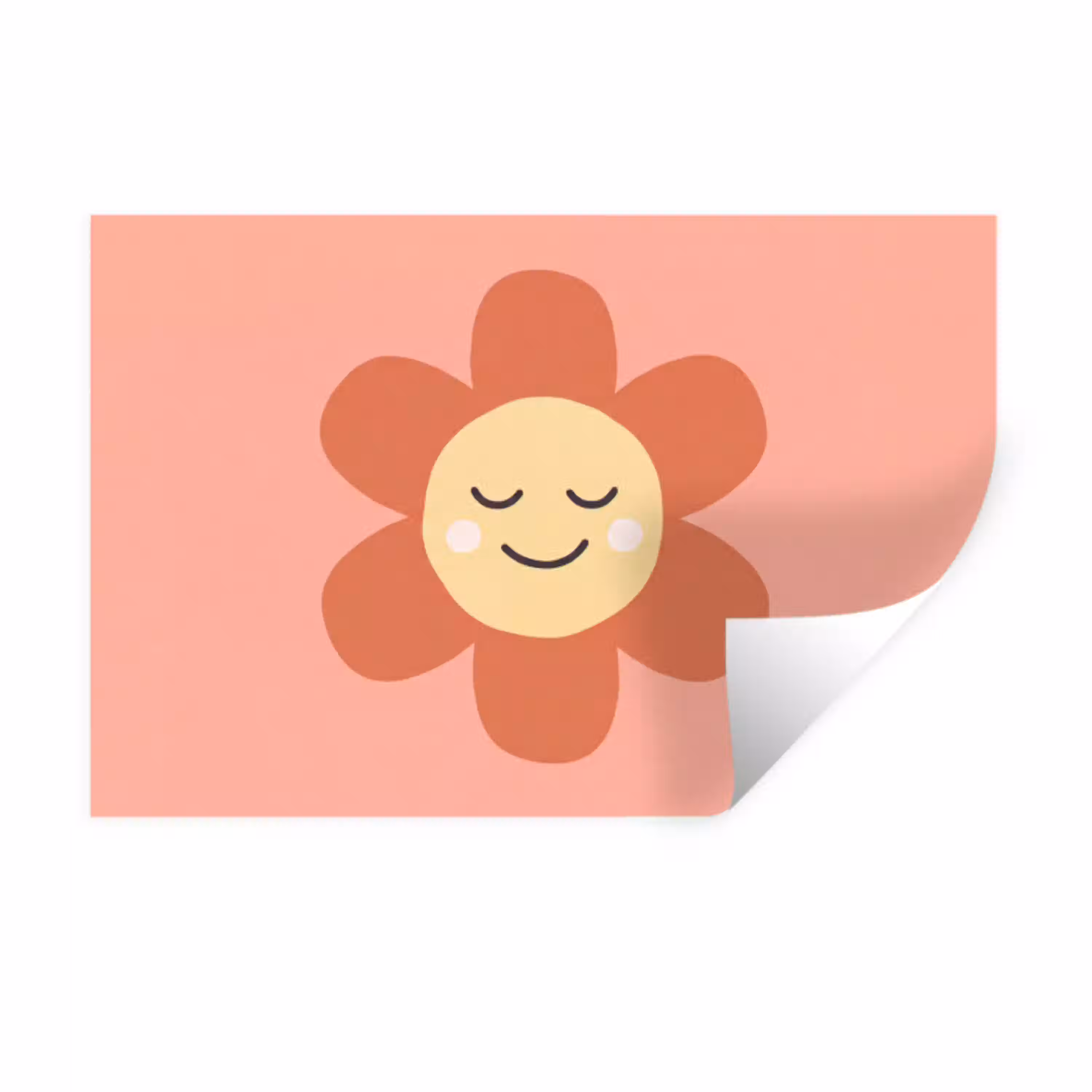 Bloemen - Tekenfilm - Kind - Roze Muursticker klein -3d
