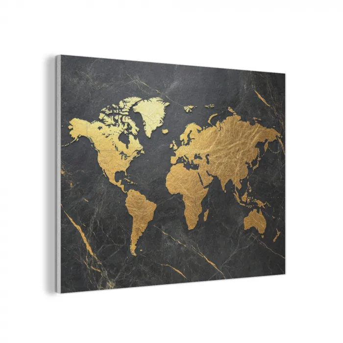 Wereldkaart - Goud - Marmer PET vilt klein -3d