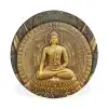 Goud - Boeddha beeld - Spiritueel - Meditatie Wandcirkel aluminium klein -3d