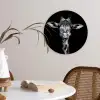 Giraffe - Portret - Dieren - Zwart - Wit Wandcirkel kunststof plaat 5mm dik klein -sfeer4