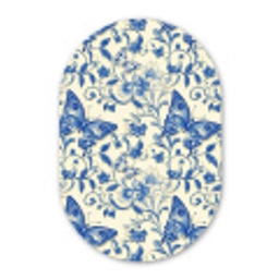 Vlinders - Bloemen - Blauw - Botanisch Wandcirkel Ovaal Forex klein 630 -3d