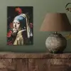 Meisje met de parel - Johannes Vermeer - Bloemen - Rood aluminium wit klein -sfeer2